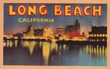 Postcard - Long Beach California - City Skyline - Linen - Posted 1947 picture