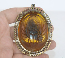 RARE ANCIENT EGYPTIAN ANTIQUE Scarab Amber Pendant Necklace (BS) picture