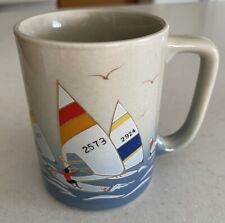 Vtg Otagiri Coffee Mug Sailboat Race Seagulls Nautical Ocean Scene Marked Japan picture