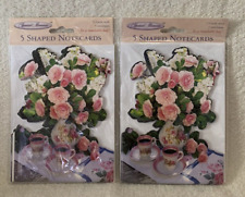 10 Pc Special Moments PINK ROSES Shaped Notecards & Envelopes - NEW picture