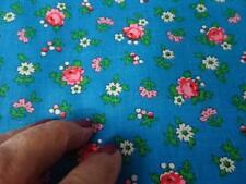 3 yds Vtg Unbranded Cotton Fabric-floral/flower motif on blue BG-so pretty picture