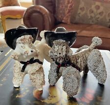 Vintage 5” Large Western Cowboy Hats Rhinestone Poodle Dogs Set 1950s Figurines picture