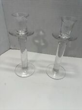 vintage 8 1/2” glass candlestick pair picture