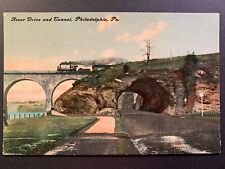 Postcard Philadelphia PA - River Drive Tunnel Steam Locomotive Railroad Viaduct picture