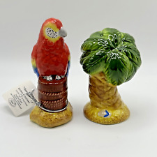 Vintage Young's Collectible Palm Tree and Parrot Tropical Salt and Pepper Shaker picture