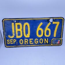 Vintage 1964-1973 Oregon License Plate JBQ-667 - Single Plate Blue & Yellow picture