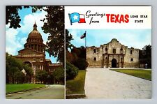 Austin TX-Texas, The State Capitol Building, The Alamo, Vintage Postcard picture