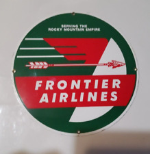  Porcelain Metal Sign Frontier Airlines Airplane 11