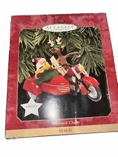 97’Hallmark Keepsake Christmas Ornament Motorcycle Chums/Santa Reindeer/Light Up picture