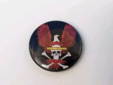 Motorcycle Biker Pin Button VTG from 80's Skull Crossbones Eagle Wings picture