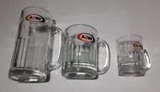 3 Lot Vtg A&W Logo All American Large Heavy Glass AW Root Beer Mug 7” 4
