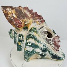 Vintage Ceramic BIG Shell & Fish Garden or Aquarium ART Mexico 12x12x9