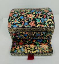Vtg. Uniq Papier Maché Kashmir Trinket Box W A Drawer.Amazing Floral Design.H.M. picture