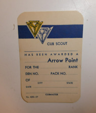 VTG NEW NOS 1950's 1960's BSA Cub Scout Rank Card Arrow Point Boy Scouts #4233 picture