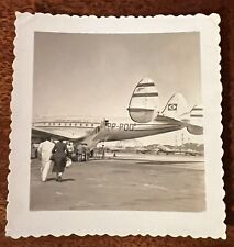 VTG 1940s Rare Snapshot Panair do Brasil Lockheed Constellation Plane Boarding picture