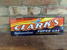VINTAGE CLARK'S AERO SUPER GAS PORCELAIN GAS STATION PUMP GASOLINE SIGN 15