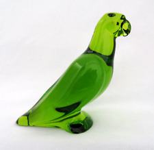Baccarat France Green Crystal Parrot Figurine ~ Signed ~ Excellent picture