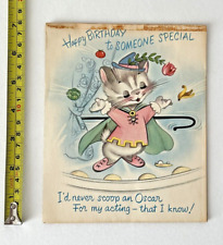 Vintage 1950's Rust Craft Birthday 3 Pop-Ups Booklet Kitten Greeting Card picture