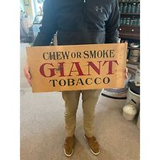 Antique1910s Chew Smoke Giant Tobacco Cardboard Advertising Sign Milwaukee Wis picture