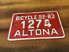 Vintage 1982/83 ALTONA Bicycle License Plate # 1274 picture