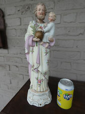 Large german bisque porcelain saint joseph figurine statue picture