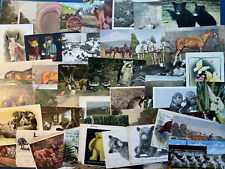 60 Animals Large Mixture Greetings Antique Postcards. Horses, Bears, Monkeys,etc picture