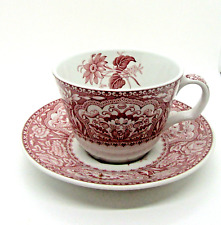 Spode Georgian Floral Cranberry Cup and Saucer Archive Collection picture
