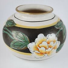 Vintage Handpainted Vase Bowl w/ Painted Flowers Handmade 6.5x8 Inch - Gorgeous picture