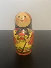 Matryoshka Russian Beating Dolls Set Of 5 Wooden Hand Painted 6.5” Farming Girl picture