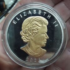 Queen Elizabeth II 2021 24k Gold 999 Silver CLAD PLATED Limited Edition Token picture