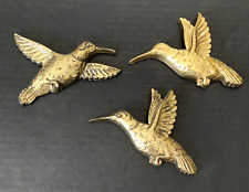Vintage 1985 Homco Gold Hummingbird Wall Hanging  7669 USA Set of 3 picture