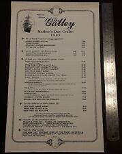 VINTAGE MENU. THE GALLEY, WIND GAP, PA.  MOTHERS DAY 1993, SINGLE PAGE MENU. picture