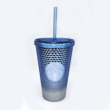Starbucks Holiday Icy Blue Ombre Studded Tumbler Cold Cup 16 oz 2023 Straw picture
