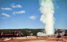 Postcard Old Faithful Geyser Yellowstone National Park Wyoming WY Vintage picture