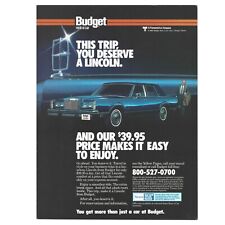 Budget Rent A Car Lincoln Print Ad Vintage 1984 80s 8.25x11” Retro Auto picture
