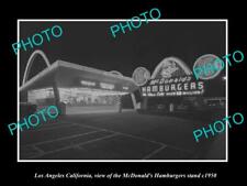 OLD LARGE HISTORIC PHOTO LOS ANGELES CALIFORNIA McDONALDS HAMBURGER STAND c1950 picture