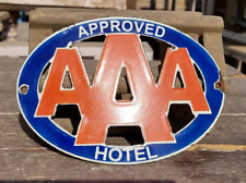 Vintage Old Antique Rare AAA Hotel Ad. Porcelain Enamel Sign Board , Collectible picture