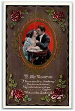 c1910's Valentine Sweet Couple Romance Red Roses Flowers Tuck's Antique Postcard picture