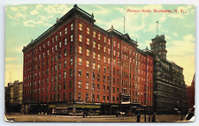 Vintage Postcard NY Rochester Powers Hotel Street View Horse Cart c1917 -3788 picture