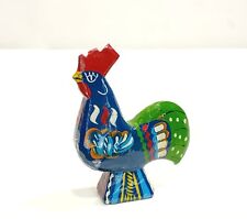 Vintage Swedish Nils Olsson Wood Dala Rooster Hand Carved Painted 4 1/2” Blue picture