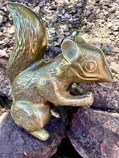 MCM Vintage Brass Squirrel Large Figurine Doorstop Bookend Heavy Solid 7” picture