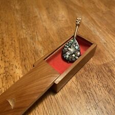 Miniature Vintage Carved Wood Lute With Abalone Back And Storage Box picture