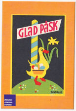 Easter / SUNDBLAD SMALL CPA 1935s Vintage Sweden Art Deco Postcard Duck Flowers picture