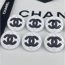 Two CHANEL BUTTONS BLACK WHITE CC LOGO METAL 20MM VINTAGE picture