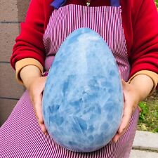 28.16LB  Large Natural Blue Celestite Egg Quartz Crystal Polished Egg Healing picture