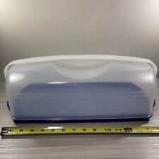 Tupperware Bake N Take Cake Carrier Cupcake Blue Rectangle Long w/ Handle New  picture