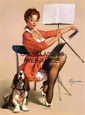 1959 ELVGREN BUSTY GIRL PINUP PRINT DOGGONE GOOD HOUND DOG MUSICIAN CHEESECAKE picture