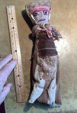 ANTIQUE Mother+Child  DOLL  BIG with ANCIENT PRE COLUMBIAN PERU CHANCAY  TEXTILE picture