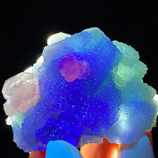 149g Natural Diamond Fluorescent Calcite & Green Sugar Octahedral Fluorite picture