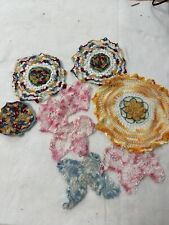 Vintage Lot of 9 Hand Crocheted Doilies Fine Work Daisy Pansy1T picture
